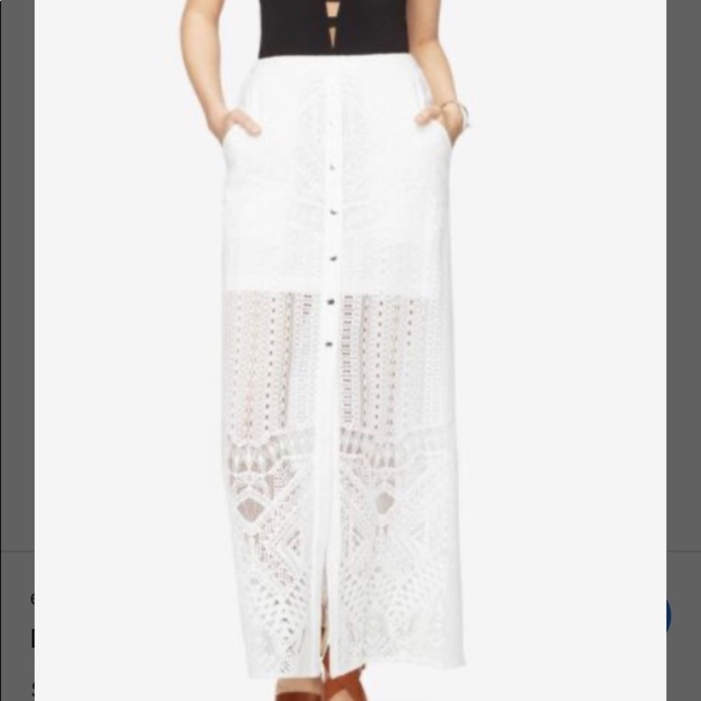 😀BCBG MaxAzria Harper white lace maxi skirt